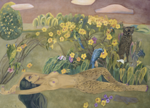 Chun Kyung-Ja, Under the Shadow of Allamanda II, 1985, Oriental pigment on mulberry paper, 94 x 130 cm